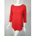  Pima Cotton Boat Neck Button Detail 3/4  Sleeve Pullover Casual Top(Red), Red, 0X