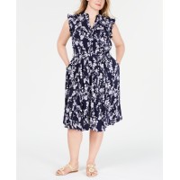Charter Club Plus Size Belted Floral-Print Dress