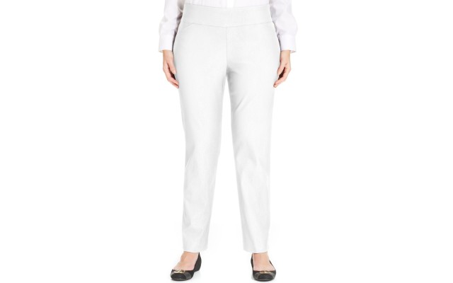  Plus Size Cambridge Tummy-Control Pull-On Pants (White, 18)