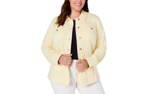  Plus Size Denim Jacket 1X – Yellow