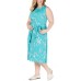  Plus Size Floral-Print Midi Dress 1X – Turquoise