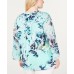  Plus Size Printed Tiered-Ruffle Top, Blue, 2X