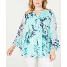 Charter Club Plus Size Printed Tiered-Ruffle Top