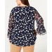  Plus Size Printed Tiered-Ruffle Top, Darkyellow, 1X