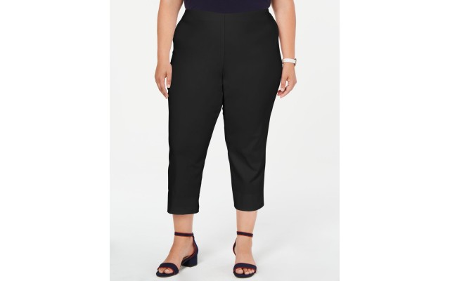  Plus Size Pull-On Capri Pants Black Size 20W
