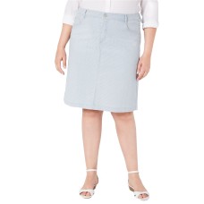 Charter Club Plus Size Railroad-Striped Denim Skirt 18W – Aqua