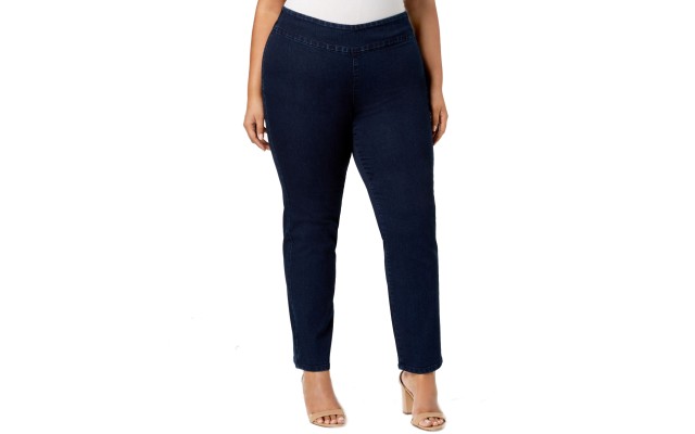  Plus Size Stretch Denim Pull-On Jeans (16W – Blue)