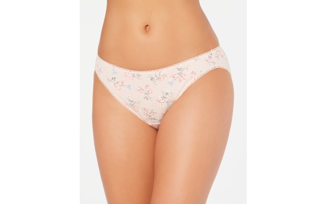  Pretty Cotton Bikini Underwear (Floral Pink, Medium)