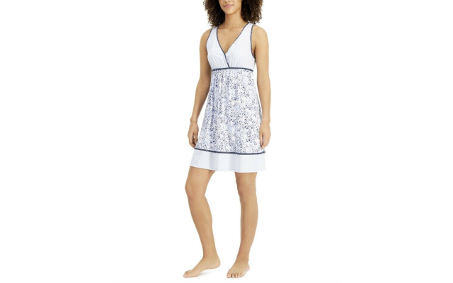  Printed Chemise Nightgown, Whispy Floral, X-Small