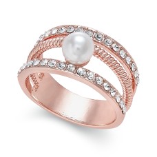 Charter Club Rose Gold Crystal Imitation Pearl Rings