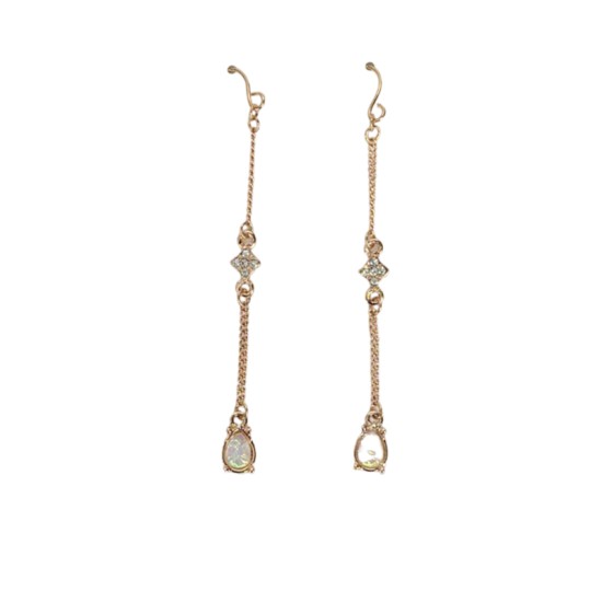 , Rose Gold Crystal Linear Drop Earrings (Pink)