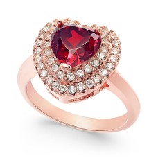 Charter Club Rose Gold-Tone Crystal Heart Halo Ring