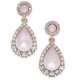  Rose Gold-Tone Pave & Pink Stone Drop Earrings