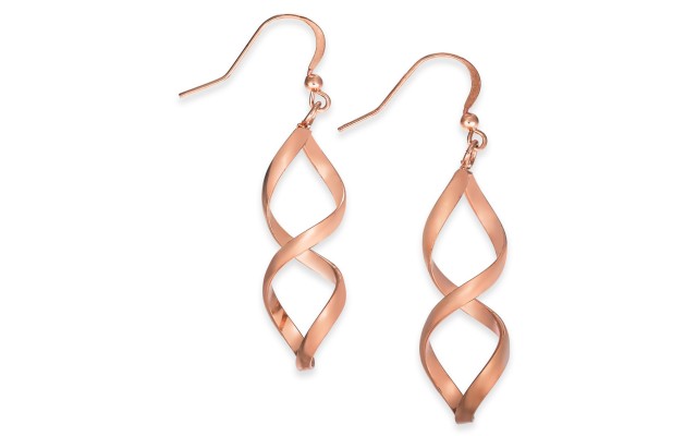 Rose Gold-Tone Twist Drop Earrings