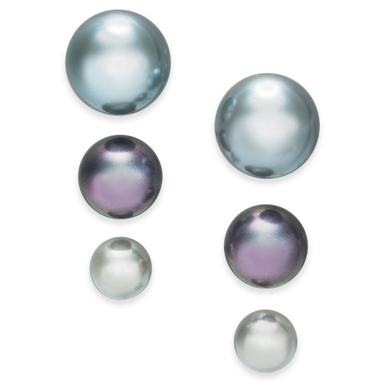  Silver-Tone 3-Pc. Set Imitation Pearl Stud Earrings