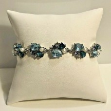 Charter Club Silver-Tone Blue Crystal & Stone Adjustable Slider Bracelet