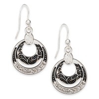 Charter Club Silver-Tone Crystal Black Orbital Drop Earrings