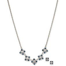 Charter Club Silver-Tone Crystal Cluster Collar Necklace & Stud Earrings Set (17+2)