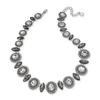 Charter Club Silver-Tone Crystal Collar Necklace, 17″ + 2″ Extender,Gray
