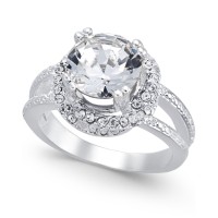 Charter Club Silver-Tone Crystal Halo Rings, Silver, 7
