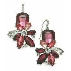 Charter Club Silver-Tone Crystal & Stone Flower Drop Earrings