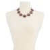  Silver-Tone Crystal & Stone Frontal Necklace, 17″ + 3″ Extender,Red