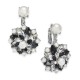  Silver-Tone Crystal, Stone & Imitation Pearl Cluster Clip-On Stud Drop Earrings