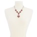 Silver-Tone Crystal & Stone Lariat Necklace, 17″ + 2″ Extender, Red