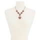  Silver-Tone Crystal & Stone Lariat Necklace, 17″ + 2″ Extender, Red