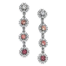 Charter Club Silver-Tone Crystal & Stone Linear Drop Earrings,Pink