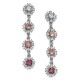  Silver-Tone Crystal & Stone Linear Drop Earrings,Pink