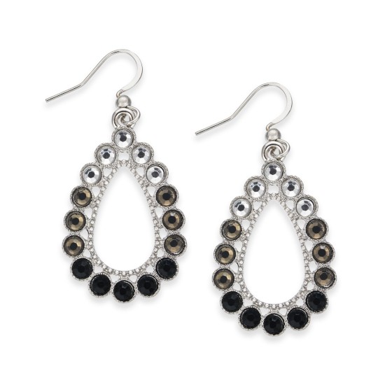  Silver-Tone Crystal & Stone Ombré Drop Earrings, Silver