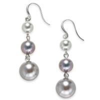 Charter Club Silver-Tone Imitation Pearl Graduated Linear Drop Earrings, Silver/Blush