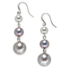 Charter Club Silver-Tone Imitation Pearl Graduated Linear Drop Earrings