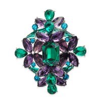 Charter Club Silver-Tone Multicolor Crystal Cluster Pin