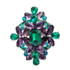 Charter Club Silver-Tone Multicolor Crystal Cluster Pin