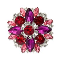 Charter Club Silver-Tone Multicolor Crystal Cluster Pin