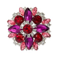 Charter Club Silver-Tone Multicolor Crystal Cluster Pin