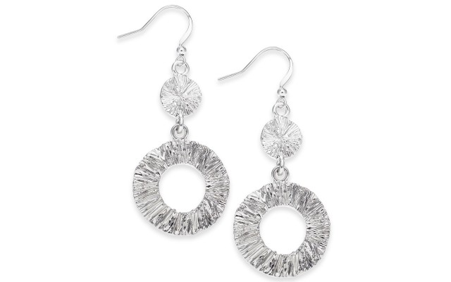  Silver-Tone Open Circle Drop Earring, Gray