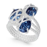Charter Club Silver-Tone Oval Crystal Triple-Wrap Rings, Silver Tone, 11