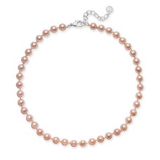 Charter Club Silver-Tone Pink Imitation Pearl (8mm) Collar Necklace, 16″