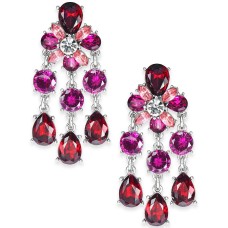 Charter Club Silver-Tone Red & Pink Crystal Chandelier Earrings