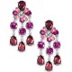  Silver-Tone Red & Pink Crystal Chandelier Earrings