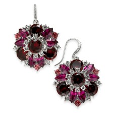Charter Club Silver-Tone Red & Pink Crystal Drop Earrings