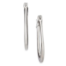 Charter Club Silver-Tone Small Flat Oval Hoop Earrings, 1″