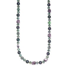 Charter Club Silver-Tone Stone & Imitation Pearl Long Necklace, 42″ + 2″ extender