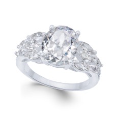 Charter Club Silver-Tone Triple-Cubic Zirconia Ring