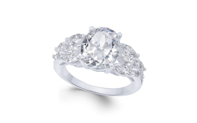  Silver-Tone Triple-Cubic Zirconia Ring