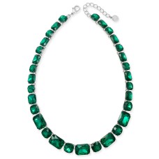 Charter Club Stone All-Around Necklace, 17″ + 2″ Extender, Silver/Green