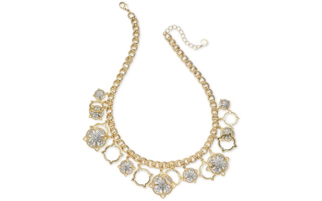  Two-Tone Crystal Cluster Collar Necklace (17″ + 2″ extender)